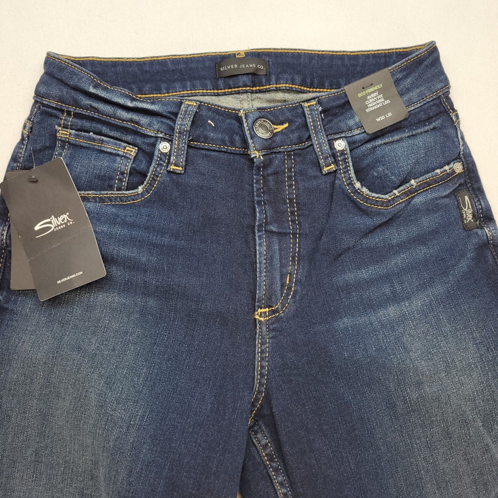 Silver Jeans Co. Avery Straight Leg Women 30 Indigo Eco Friendly High Rise Curvy - Picture 2 of 13